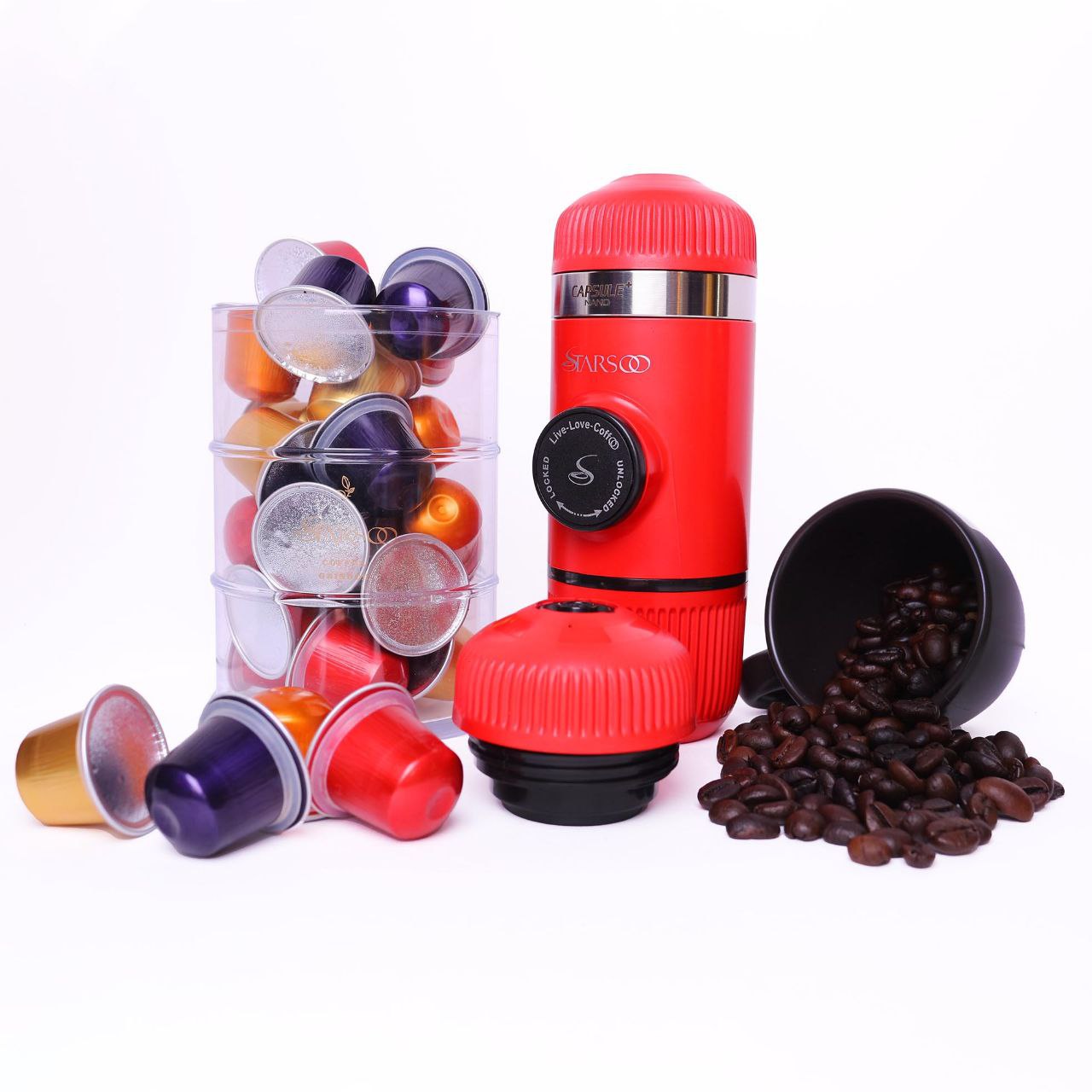 قهوه ساز همراه نانوکپسول | 2کاره پودر و کپسول - قرمز