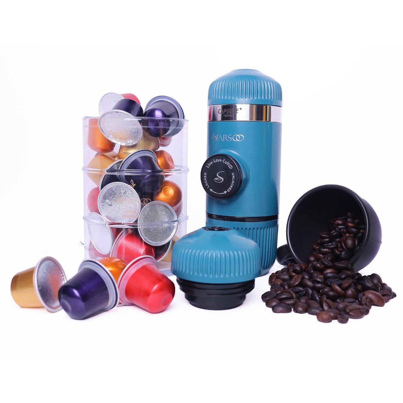 قهوه ساز همراه نانوکپسول | 2کاره پودر و کپسول - آبی