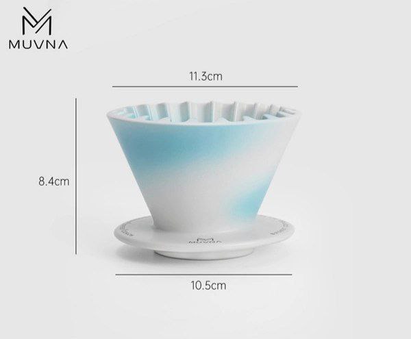 دریپر V60  اوریگامی سرامیکی موونا - 4 نفره  |  MUVNA Hand Brewed Coffee Cone Filter Cup 4 cup