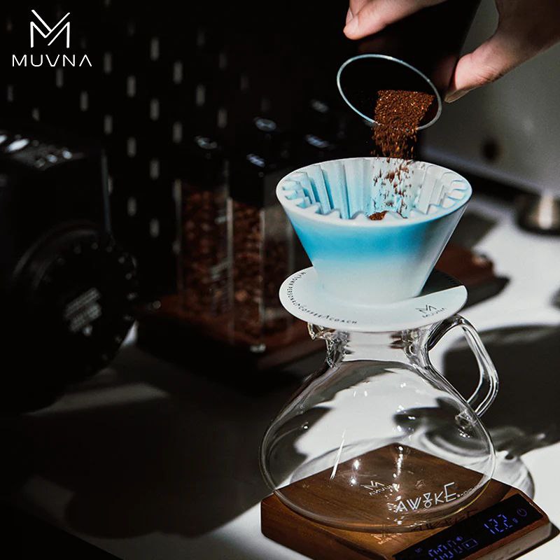 دریپر V60  اوریگامی سرامیکی موونا - 4 نفره  |  MUVNA Hand Brewed Coffee Cone Filter Cup 4 cup