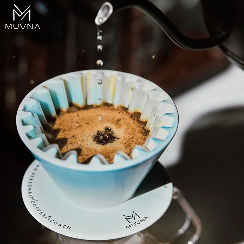 دریپر V60  اوریگامی سرامیکی موونا - 4 نفره  |  MUVNA Hand Brewed Coffee Cone Filter Cup 4 cup