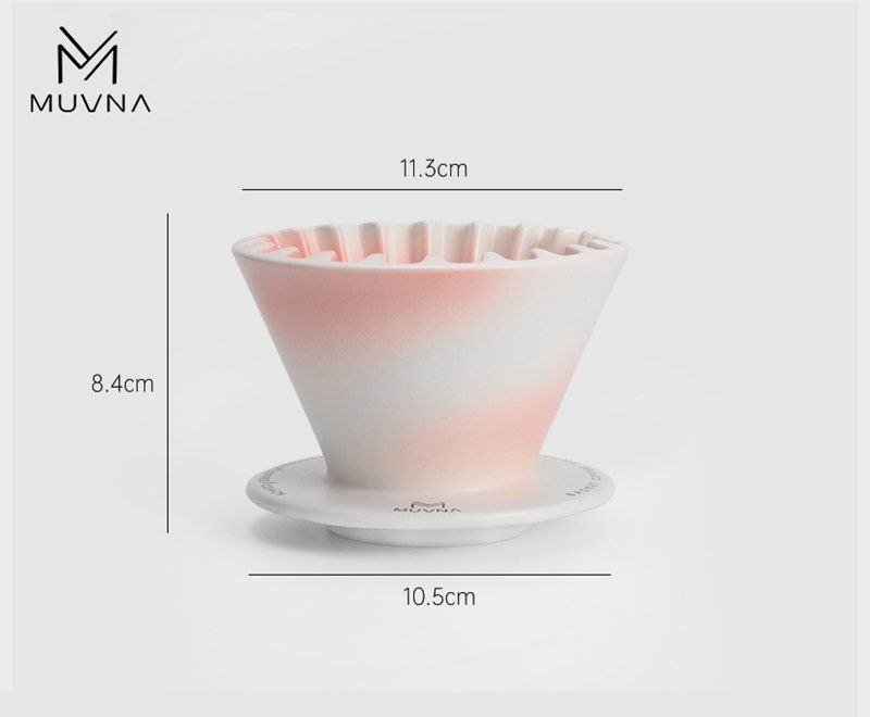 دریپر V60  اوریگامی سرامیکی موونا - 4 نفره  |  MUVNA Hand Brewed Coffee Cone Filter Cup 4 cup