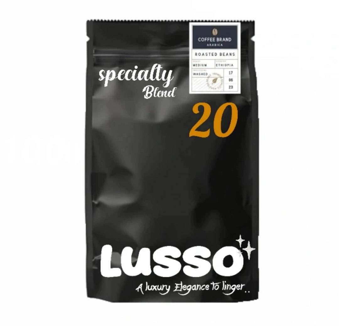 دانه قهوه ترکیبی 20 درصد عربیکا - 80 درصد روبوستا | LUSSO